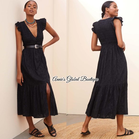NWT, Anthropologie Embroidered Ruffled Smocked Midi Dress - Picture 15 of 16